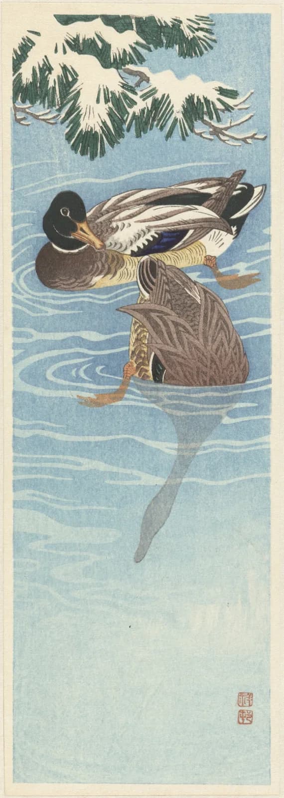 Japanese vintage animals Flock of wild ducks in the water (1925 1936)