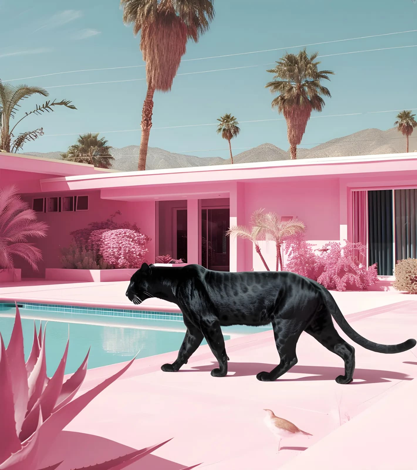 Maximalist animals Ginevra0934 A black panther walking across the pool of an outdo 19faf19b ff61 44c3 b1c1 277a4b9678aa