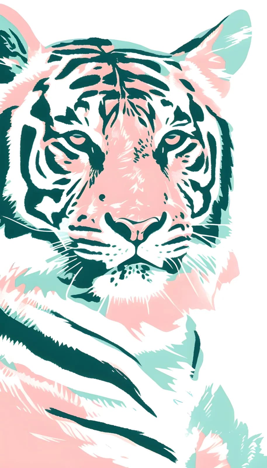 Maximalist animals Ginevra0934 A fun loving tiger in pink and teal pastel colours 86d86d19 a9ad 4bc1 9c4d 5865dddd943e