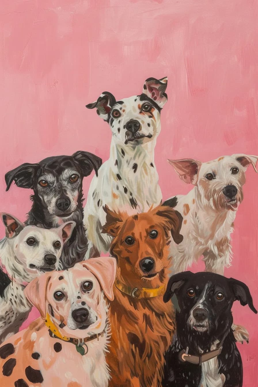 Maximalist animals Ginevra0934 A group of dogs painted in acrylic paint in the sty 25e96465 a9c0 446f bd4c 512c88a58670