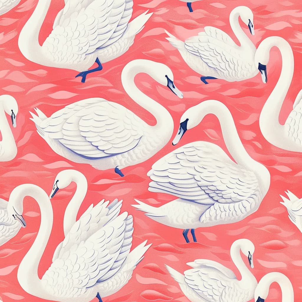 Maximalist animals Ginevra0934 A pattern of white swans on a pink background in th d358ef1c 2169 48dc 955c fbdc17f5862d