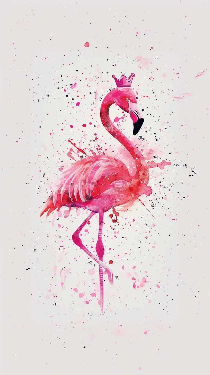 Maximalist animals Ginevra0934 Cute pink flamingo with crown on a white background 7bfe1891 b268 43d6 bb38 5a6876ca7242