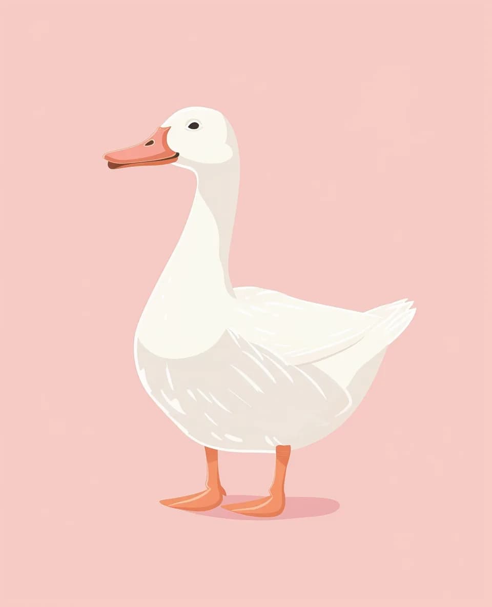 Maximalist animals Ginevra0934 Cute white duck light pink background simple flat i 948552e8 b18e 4518 a074 f43f6c39d281