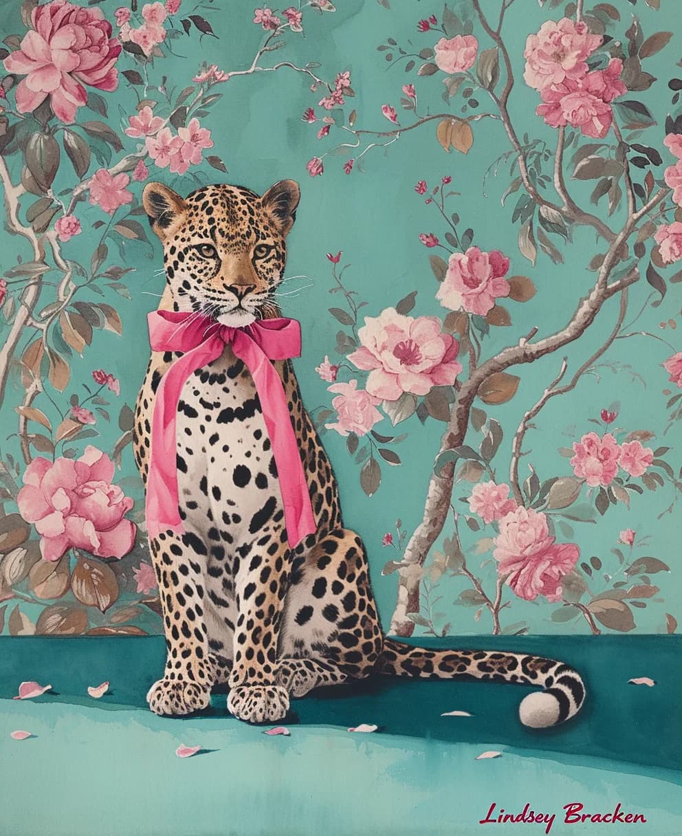 Maximalist animals Ginevra0934 watercolor soft pastel green and pink floral leopar 2c049b61 2612 4b15 90a6 641113737698