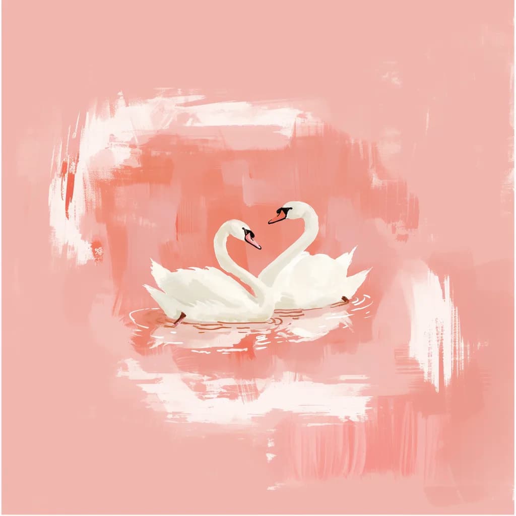 Maximalist animals Ginevra0934 white swans on a pink background Valentines Day the 15f57d34 54ce 4473 8719 c387768b5a9c