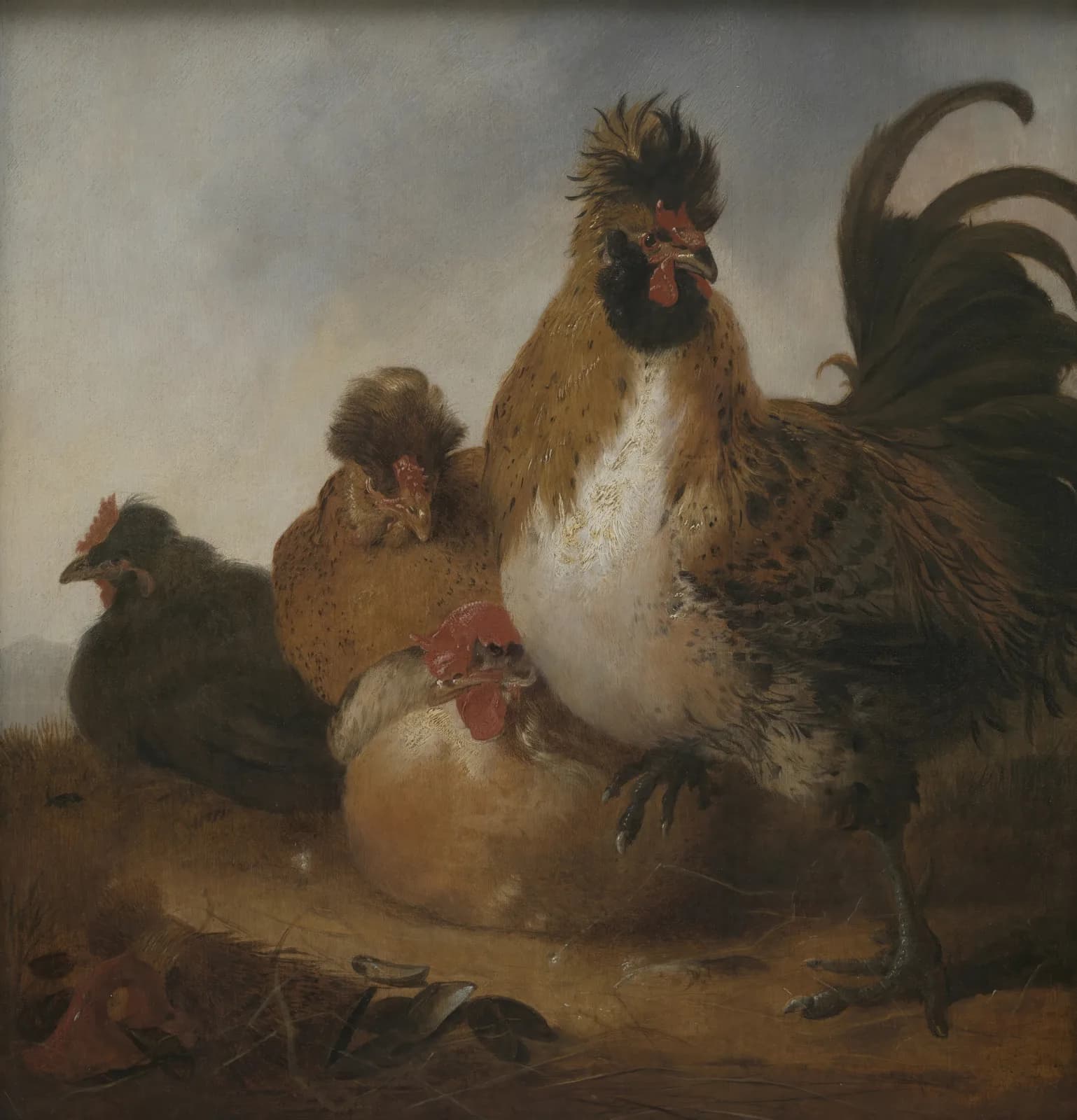 Vintage animals Rooster and Hens Object type (17th century)
