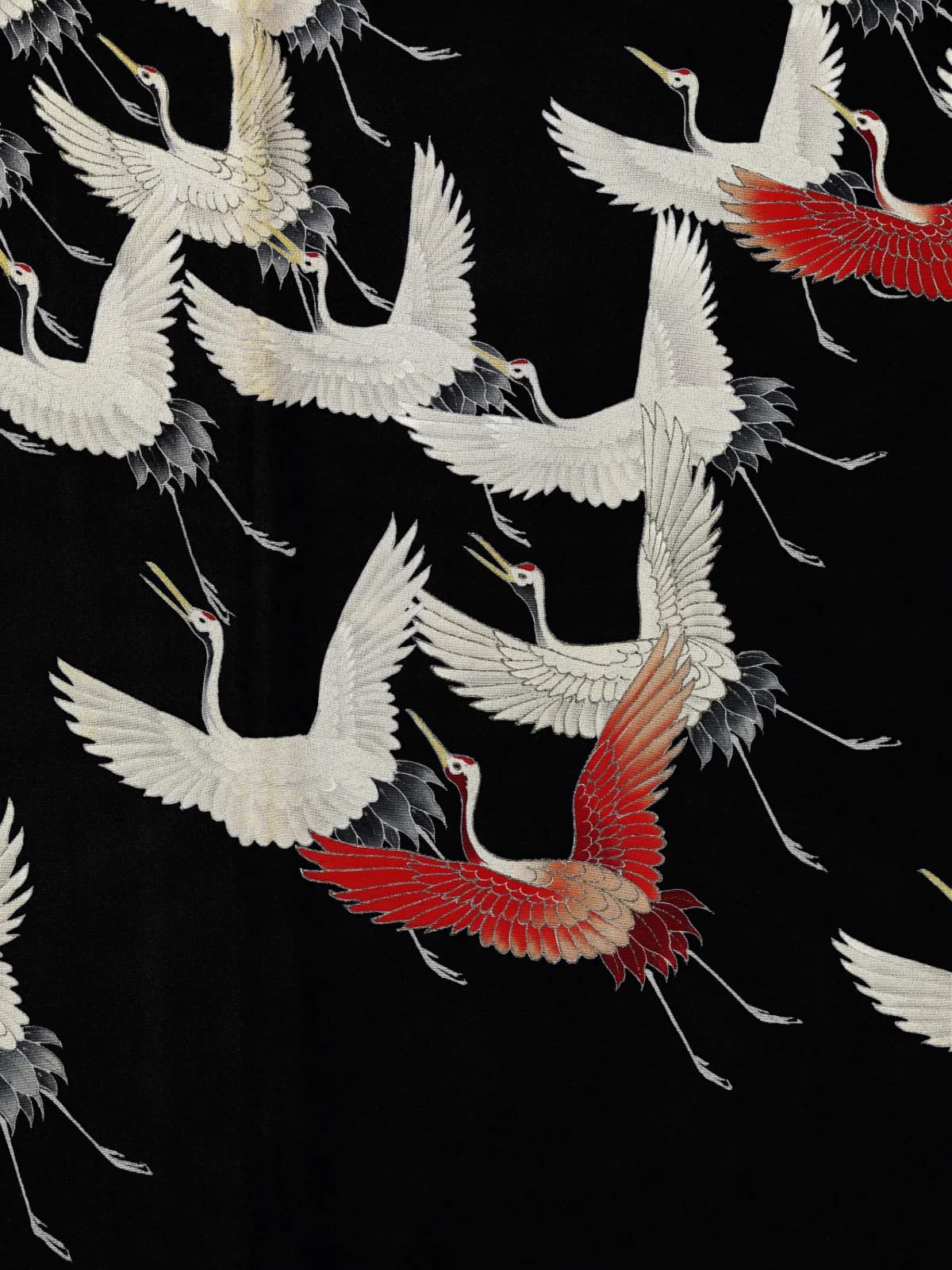 Vintage animals Furisode with a Myriad of Flying Cranes (1910 1930)