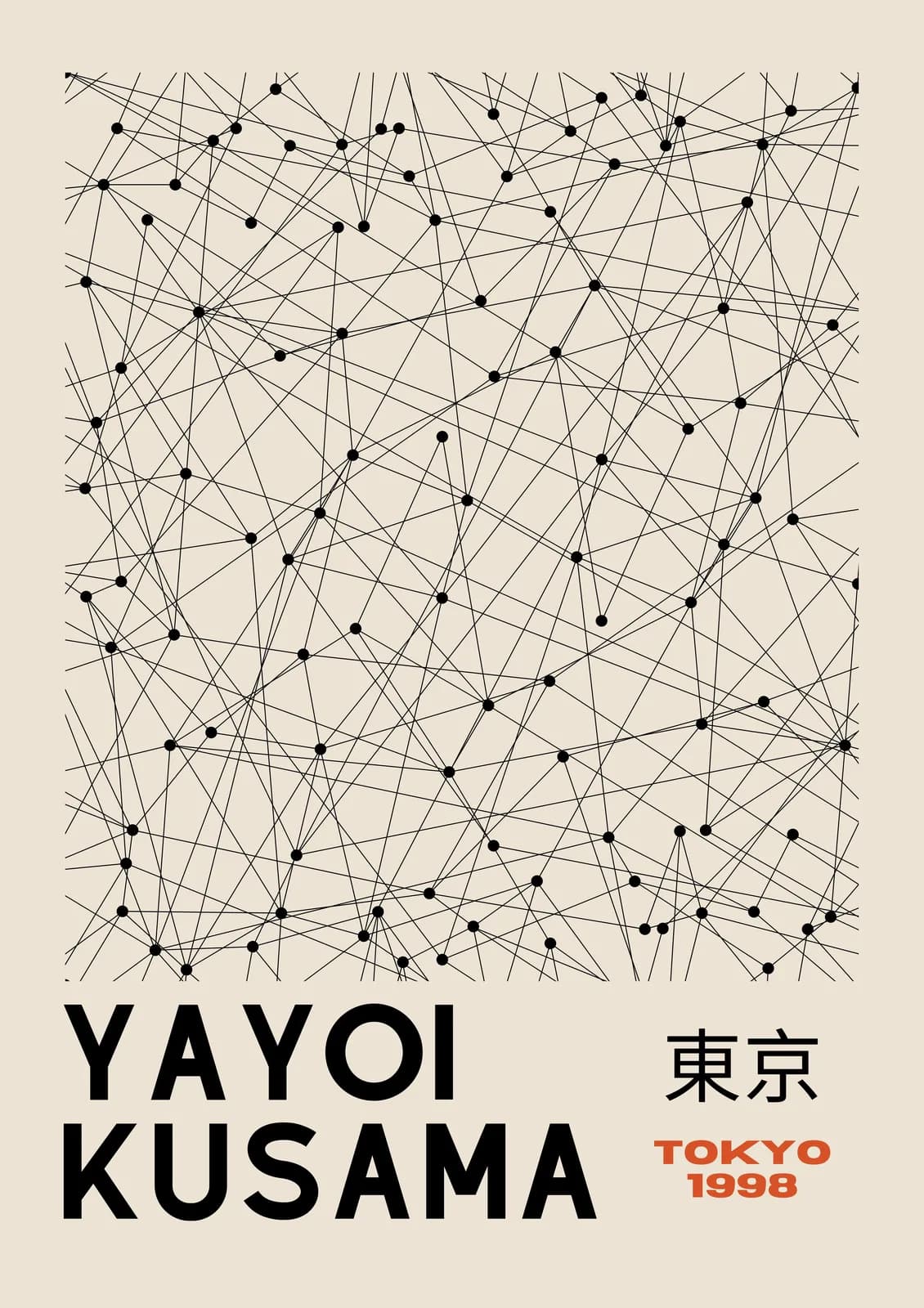 JAPANESE 1700 Yayoi Kusama Beige and Black Poster Ratio (5x7)