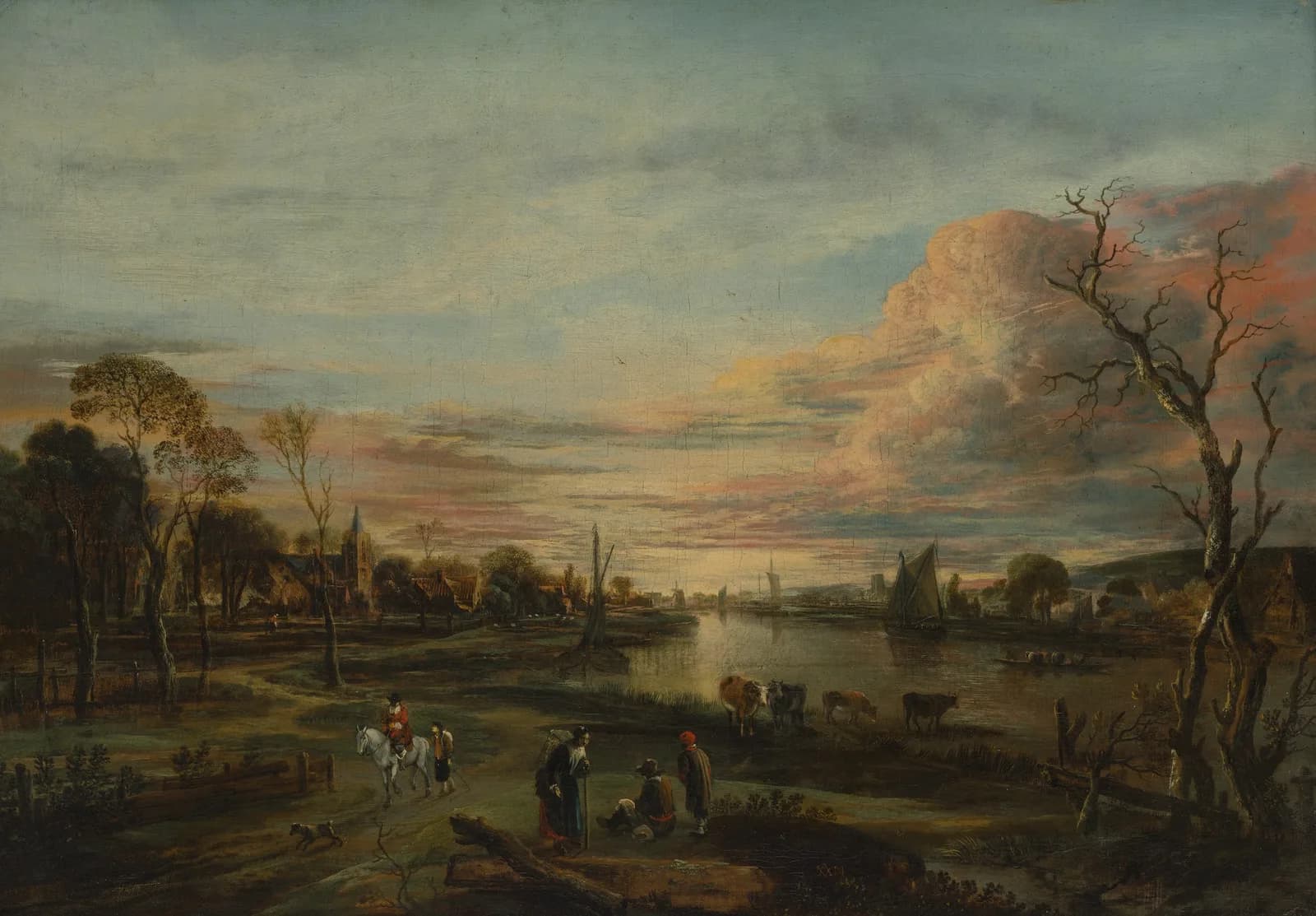 AUTUMN VINTAGE LD Landscape at Sunset by Aert van der Neer
