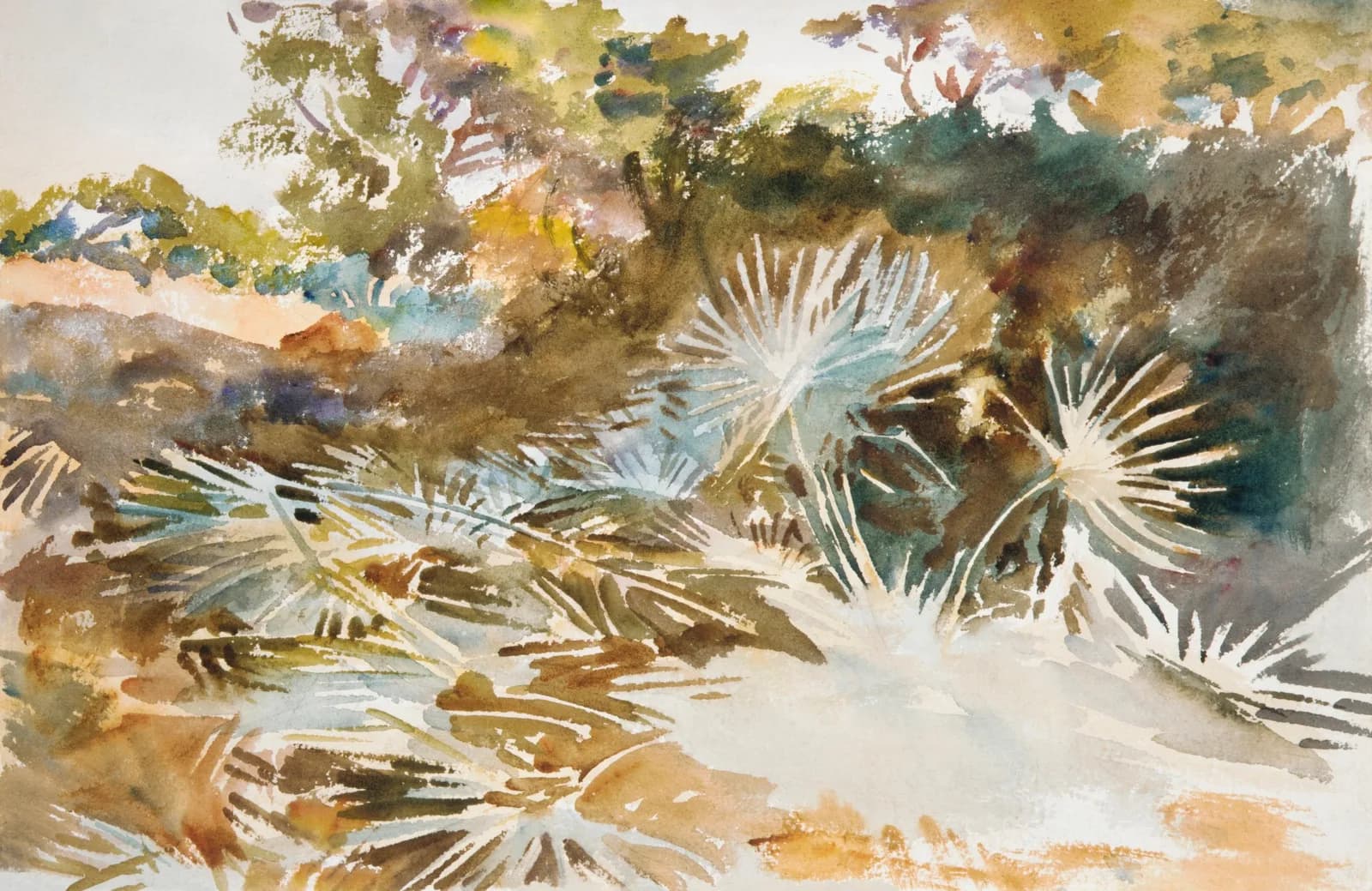 AUTUMN VINTAGE LD Landscape with Palmettos (1917) by John Singer Sargent