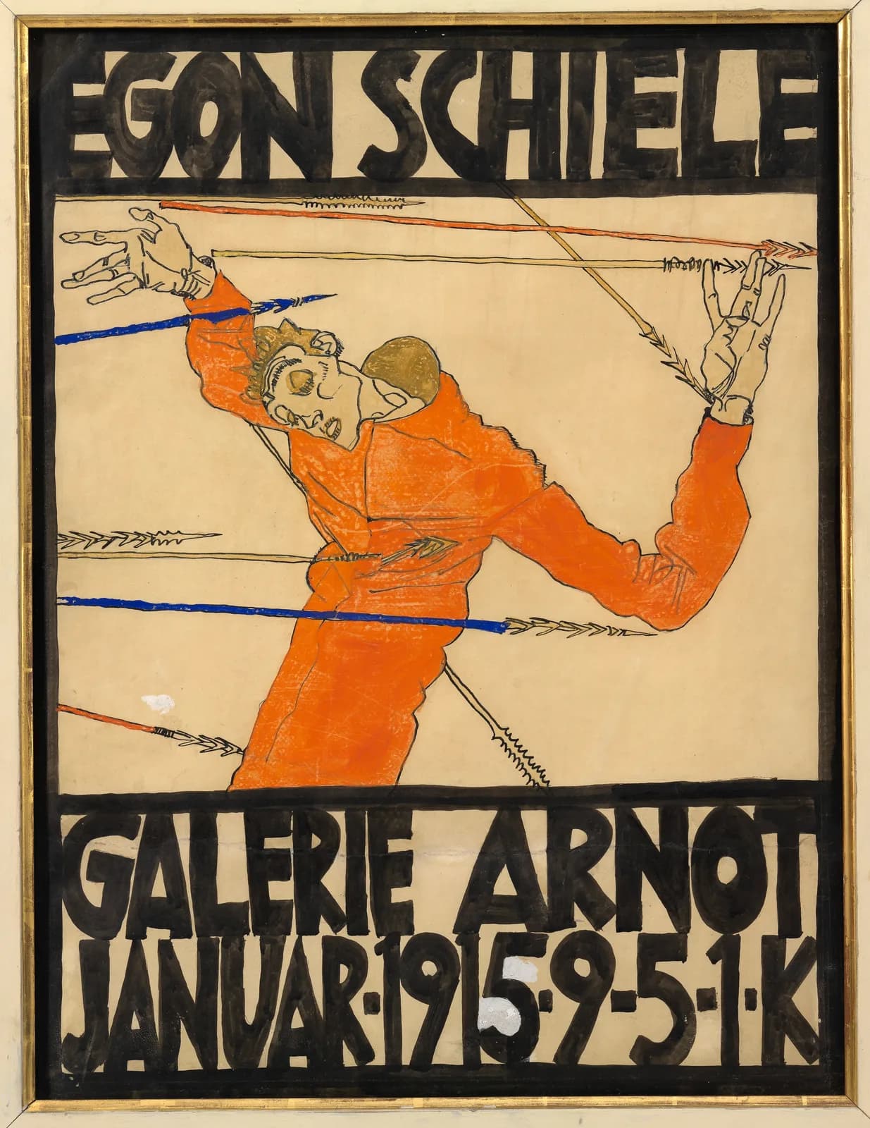 AUTUMN VINTAGE LD Plakat der Egon Schiele Ausstellung in der Galerie Arnot (1915) by Egon Schiele