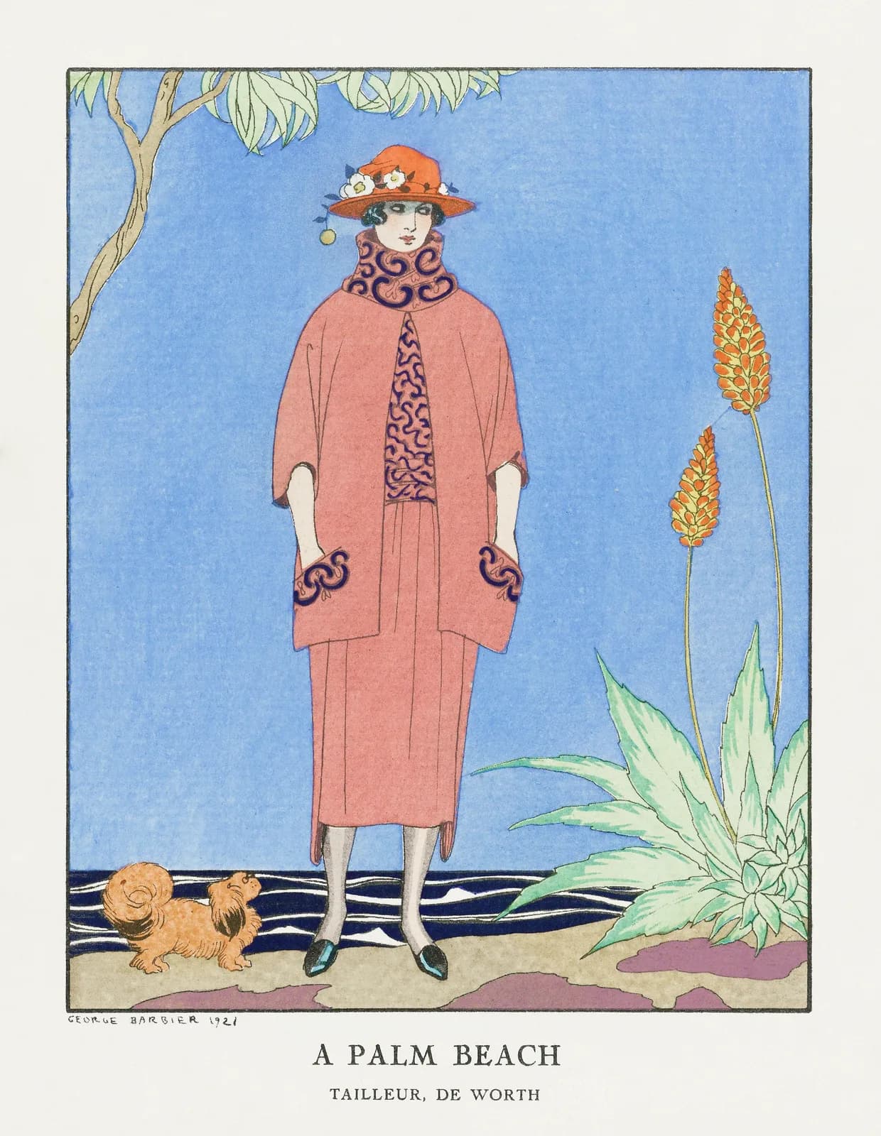 AUTUMN VINTAGE LD A palm beach Tailleur, de Worth from Gazette du Bon Ton No 5 Pl 40 (1921) George Barbier