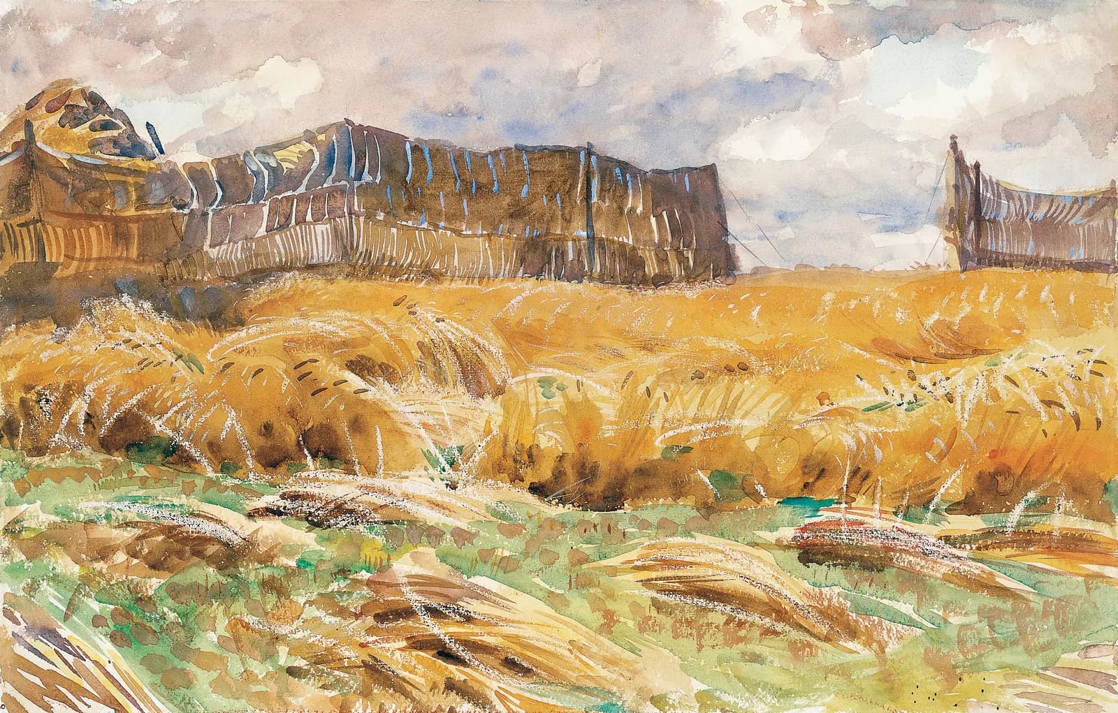 AUTUMN VINTAGE LD Camouflaged Field in France (1918) by John Singer Sargent