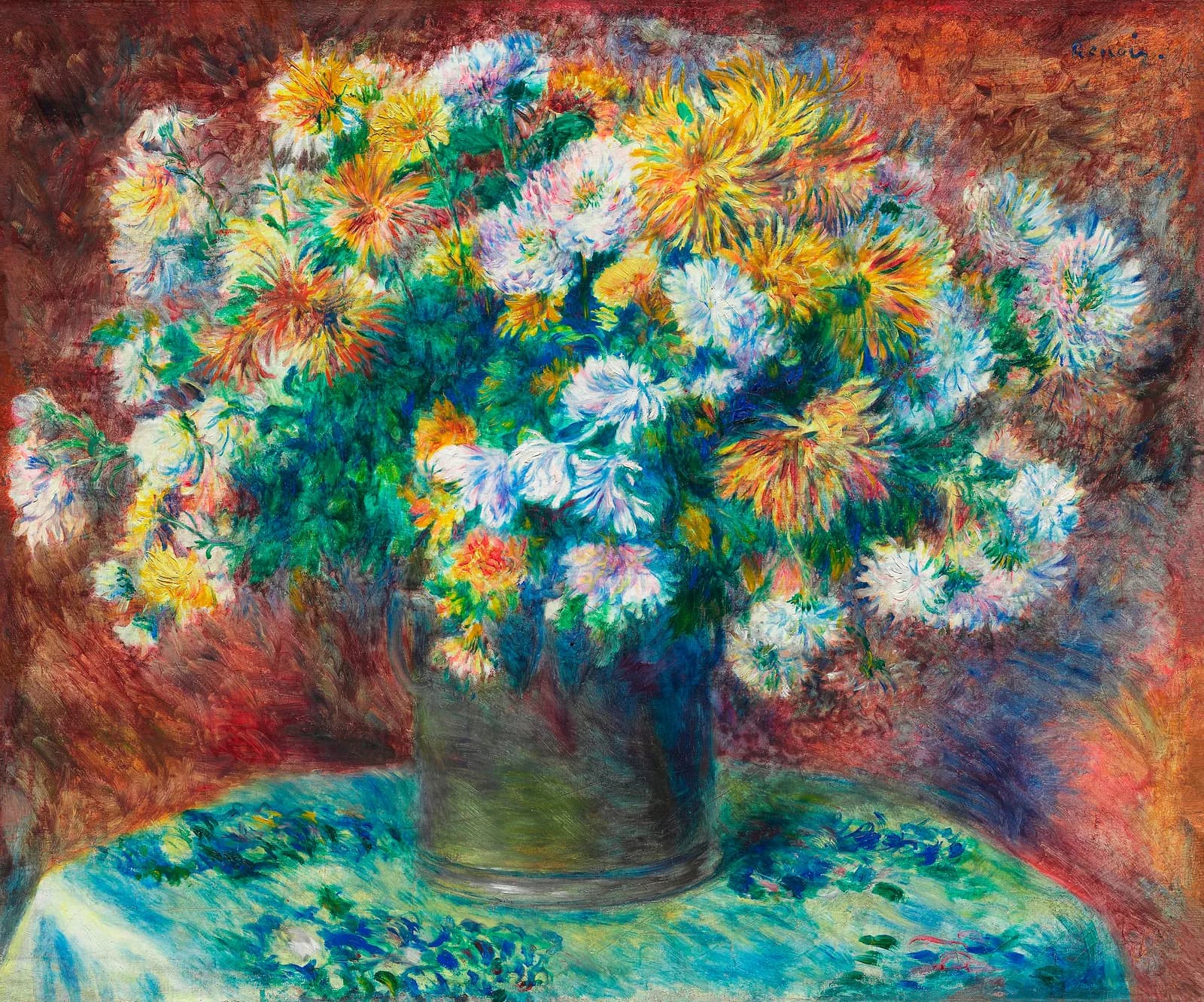 AUTUMN VINTAGE LD Chrysanthemums (1881 1882) by Pierre Auguste Renoir