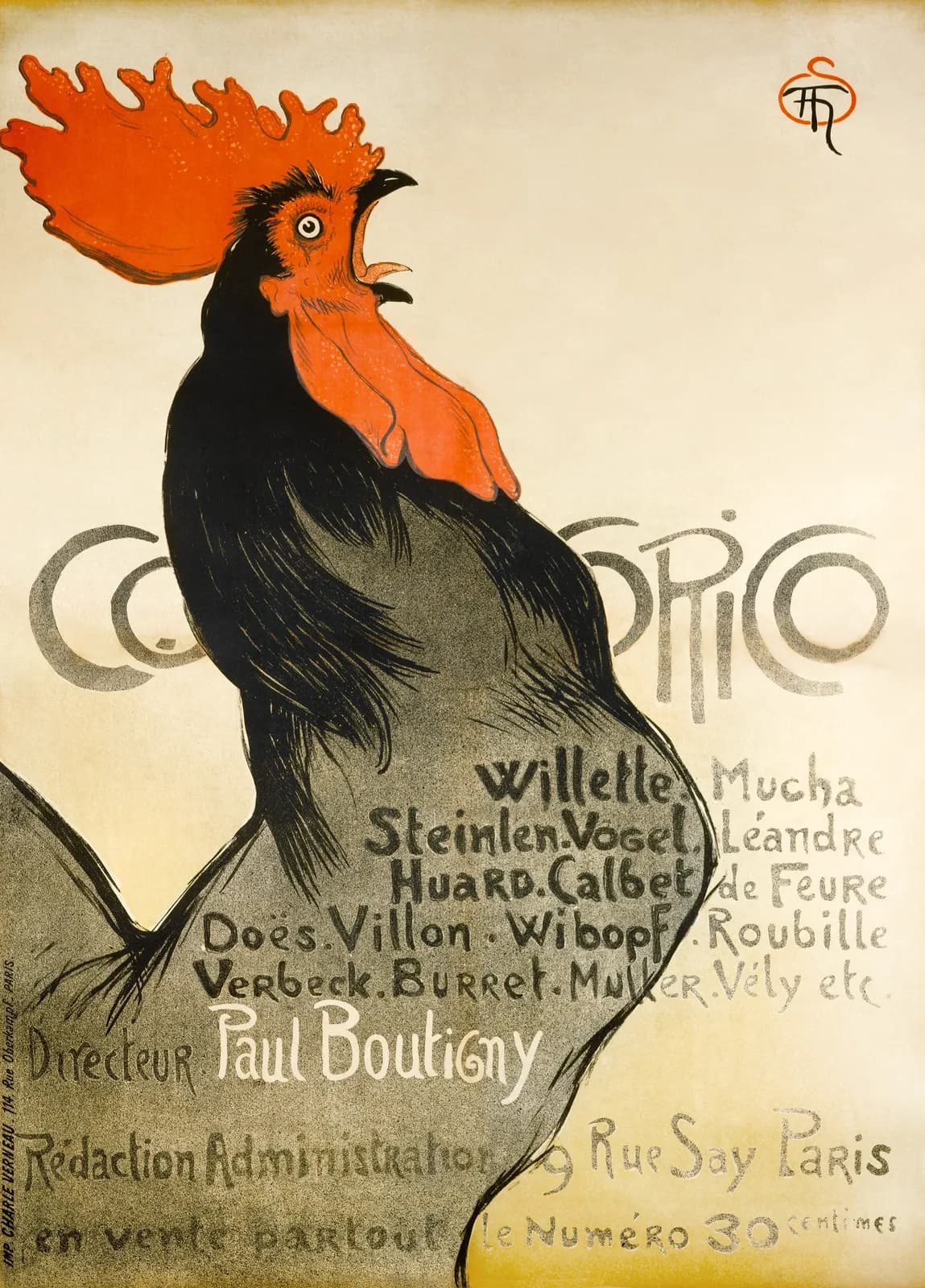 AUTUMN VINTAGE LD Cocorico (1899) by Theophile Alexandre Steinlen & Charles (Parijs) Verneau