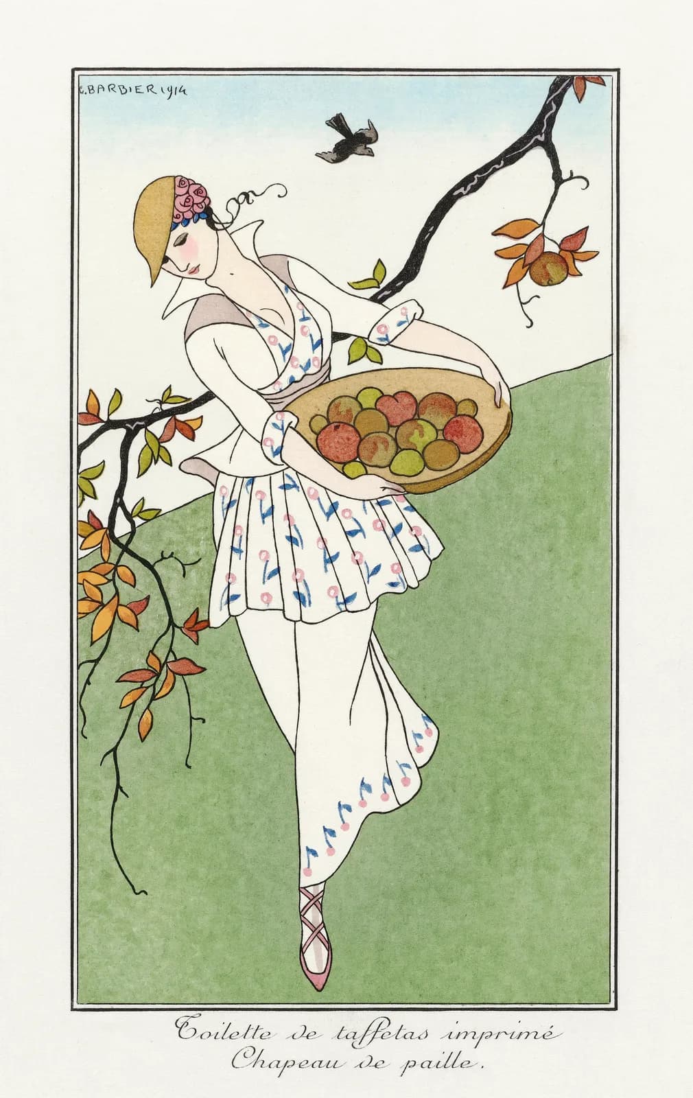 AUTUMN VINTAGE LD Costumes Parisiens Toilettes de taffetas (1914) George Barbier