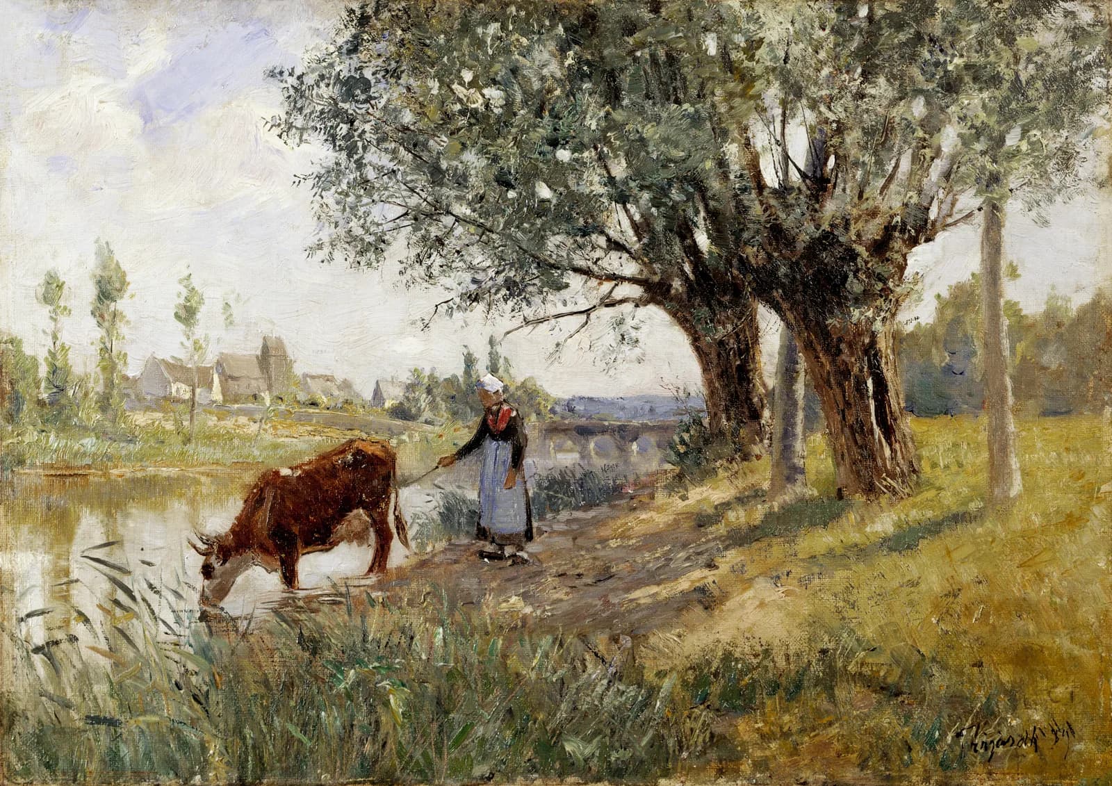AUTUMN VINTAGE LD Countryside near Grez sur Loing (1889) Camille Pissarro