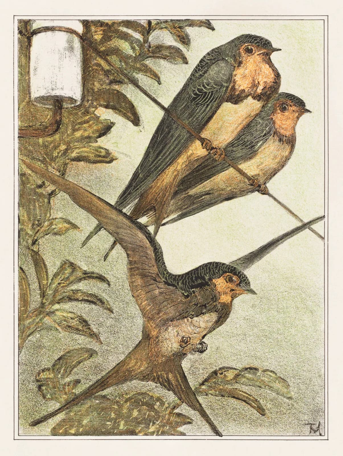 AUTUMN VINTAGE LD Drie zwaluwen (1878 1910) by Theo van Hoytema
