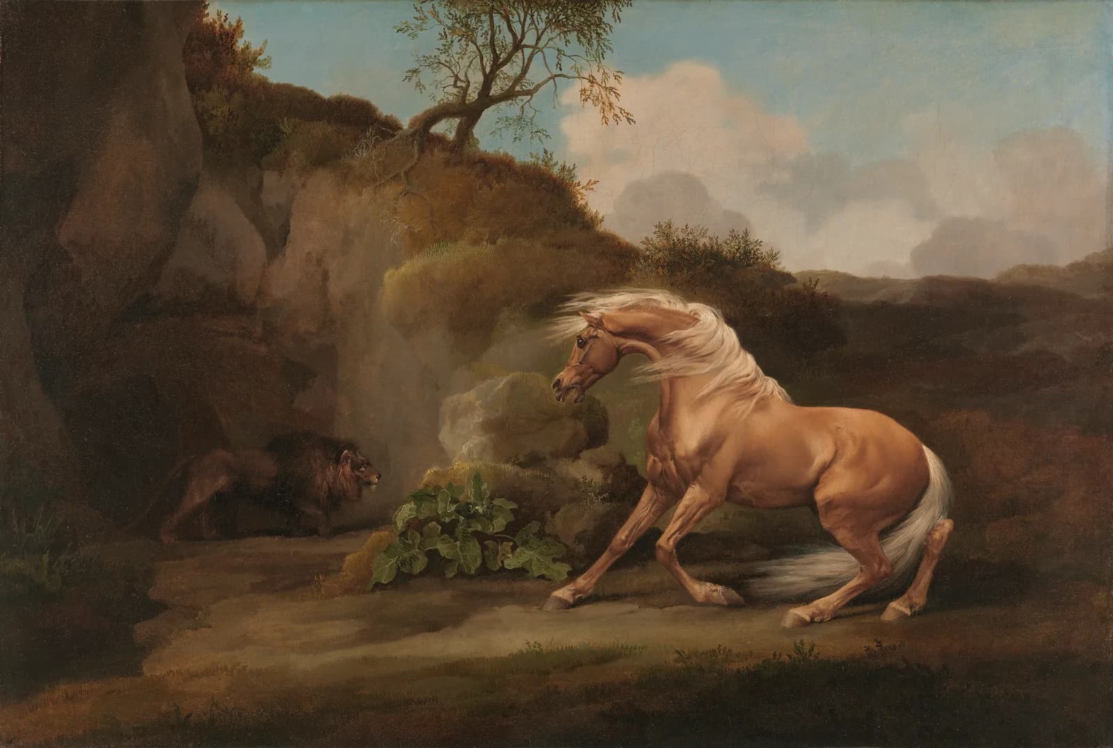 AUTUMN VINTAGE LD Horse Frightened by a Lion by George Stubbs