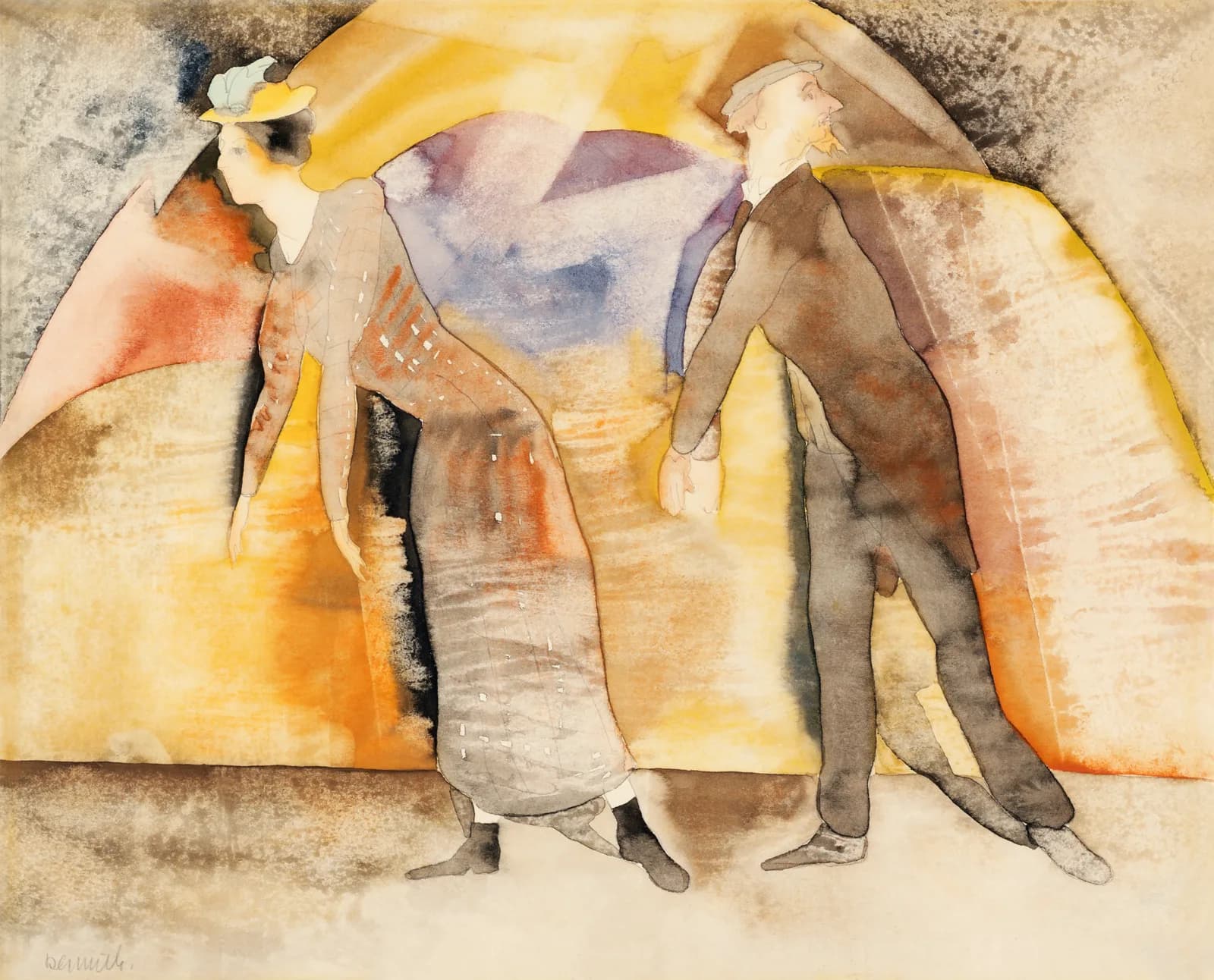 AUTUMN VINTAGE LD In Vaudeville Woman and Man on Stage (1917) Charles Demuth