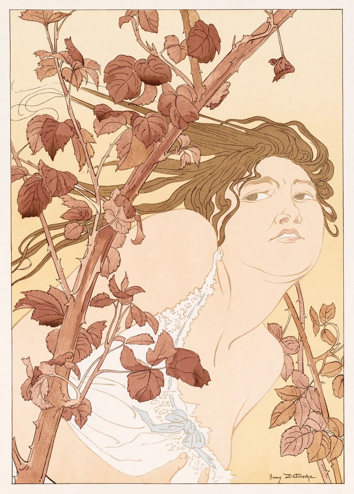 AUTUMN VINTAGE LD In the Brambles (Dans les Ronces) (1898) by Henri Detouche