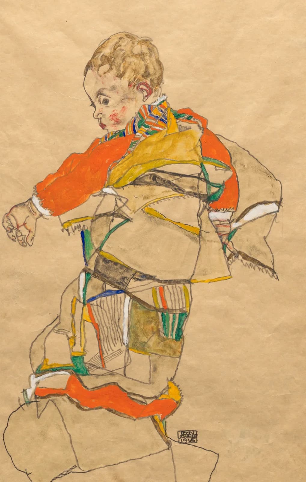 AUTUMN VINTAGE LD Portrait of a Child (Anton Peschka, Jr ) (1916) by Egon Schiele