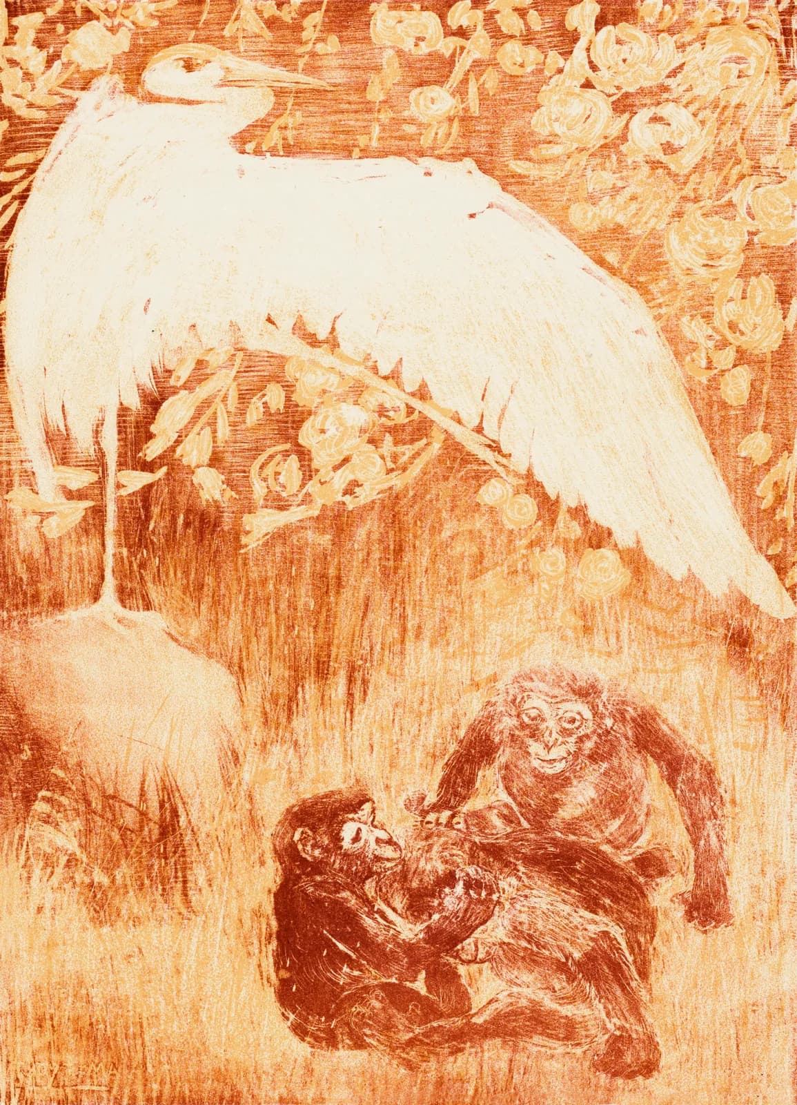 AUTUMN VINTAGE LD Reiger met drie apen (1905) by Theo van Hoytema