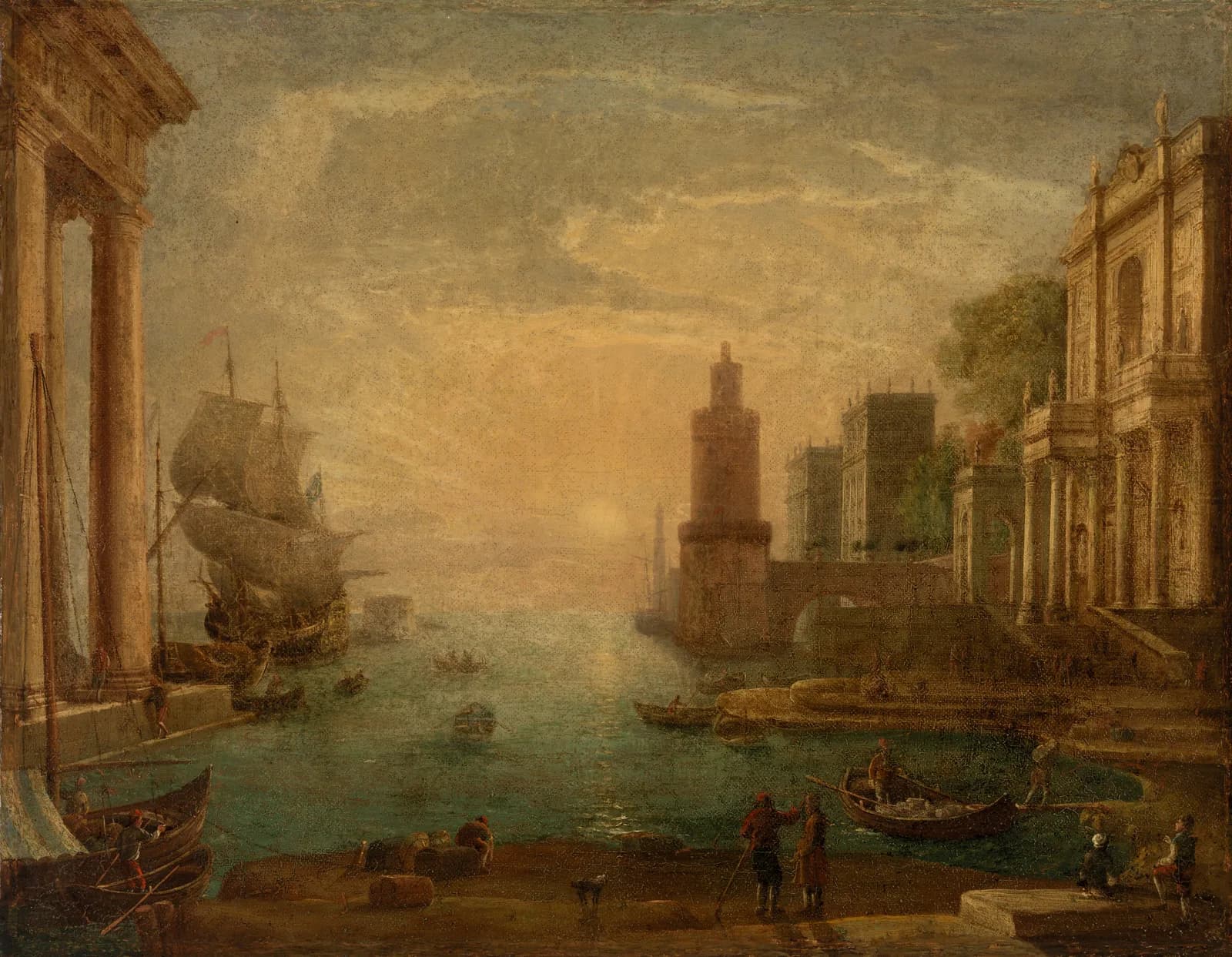 AUTUMN VINTAGE LD Seaport with Ulysses Restituting Chryseis to Her Father Chryses by Claude Lorrain