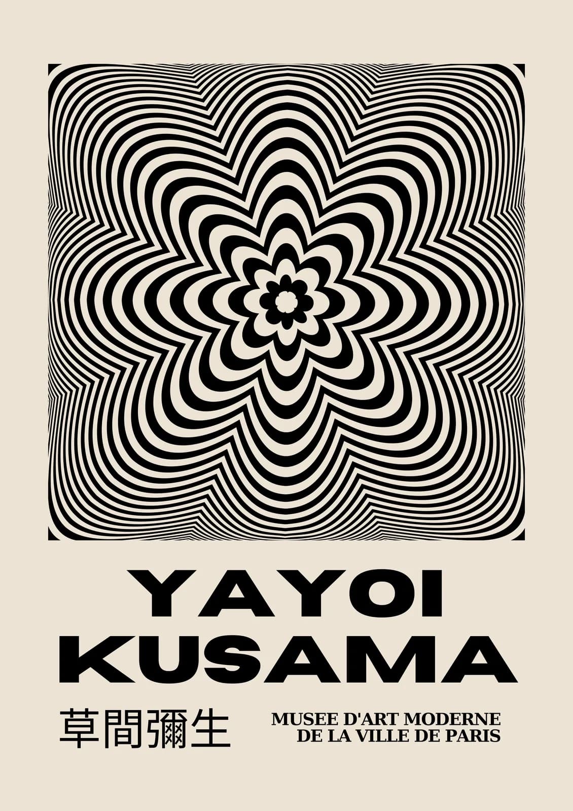 JAPANESE 1700 Yayoi Kusama Beige and Black Poster Ratio (5x7)
